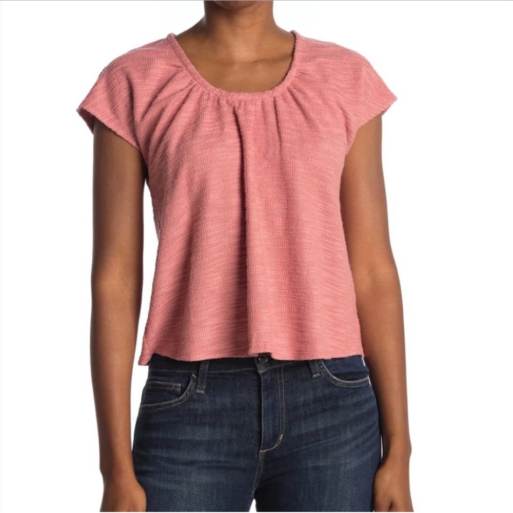Madewell Texture & Thread Ivy Pink Cap Sleeve Nubby T-Shirt XS